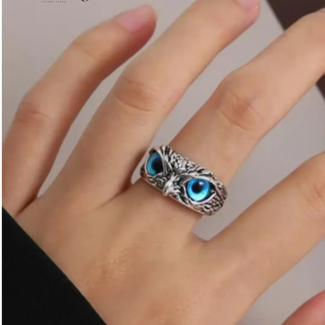 SET X3 ANILLOS AJUSTABLES DE BÚHO CON OJOS MÁGICOS