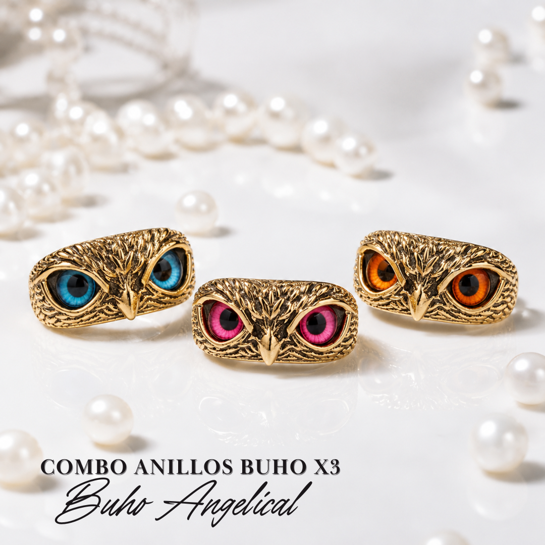 SET X3 ANILLOS LLEVA CONTIGO EL PODER DEL BÚHO