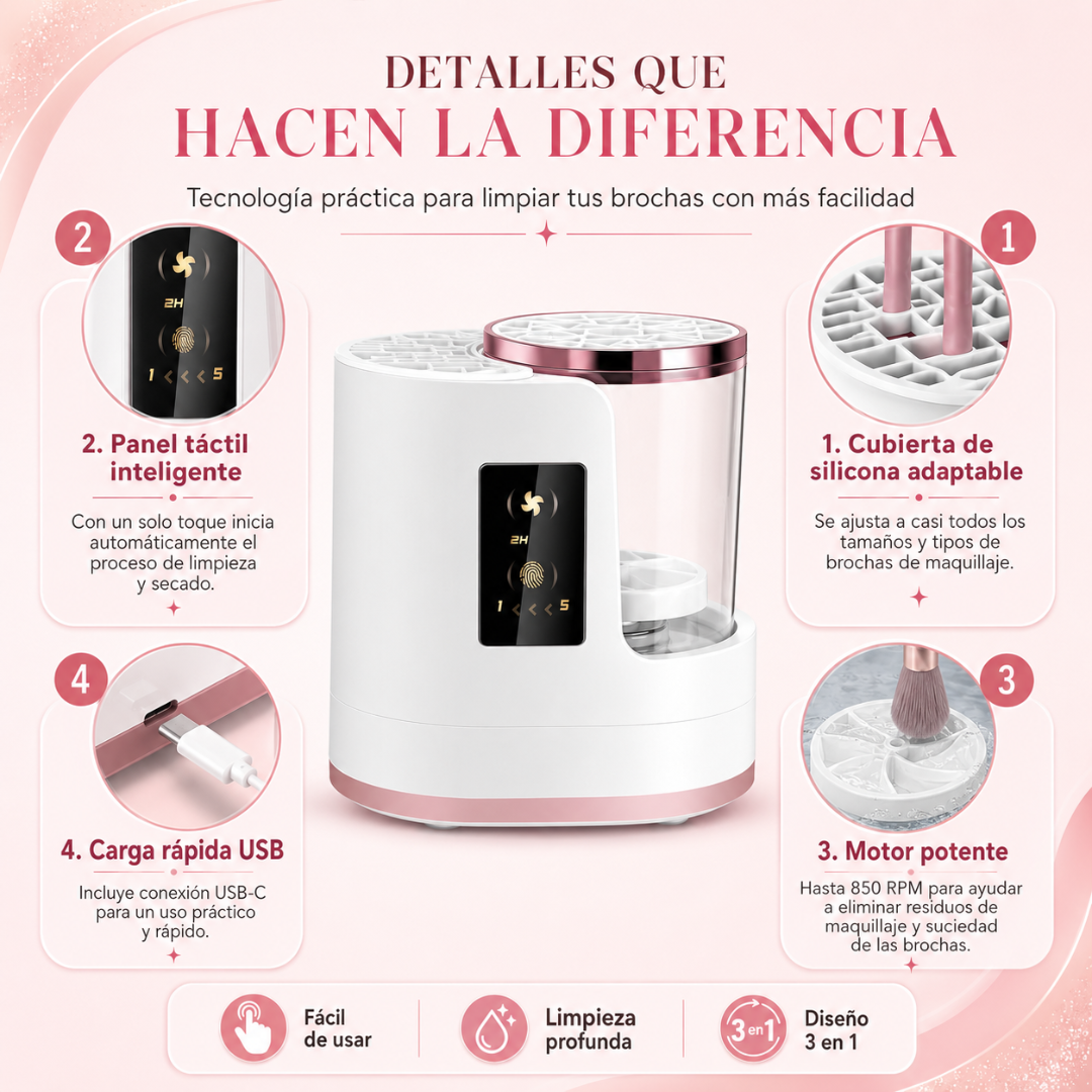 Limpiador Eléctrico de Brochas: piel más cuidada, maquillaje más limpio