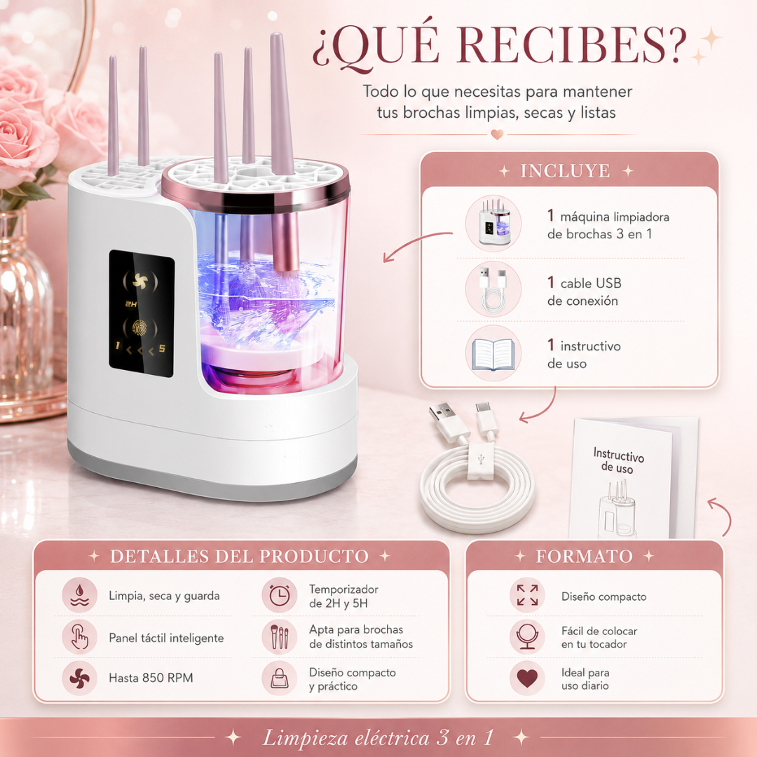Limpiador Eléctrico de Brochas: piel más cuidada, maquillaje más limpio