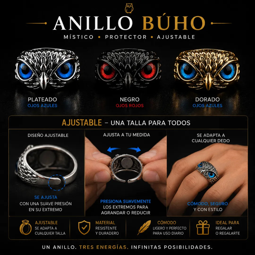 SET X3 ANILLOS LLEVA CONTIGO EL PODER DEL BÚHO