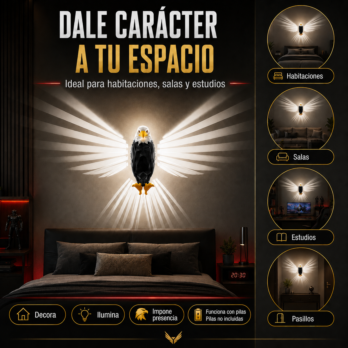 LAMPARA AGUILA: Ilumina tu espacio con fuerza y carácter.