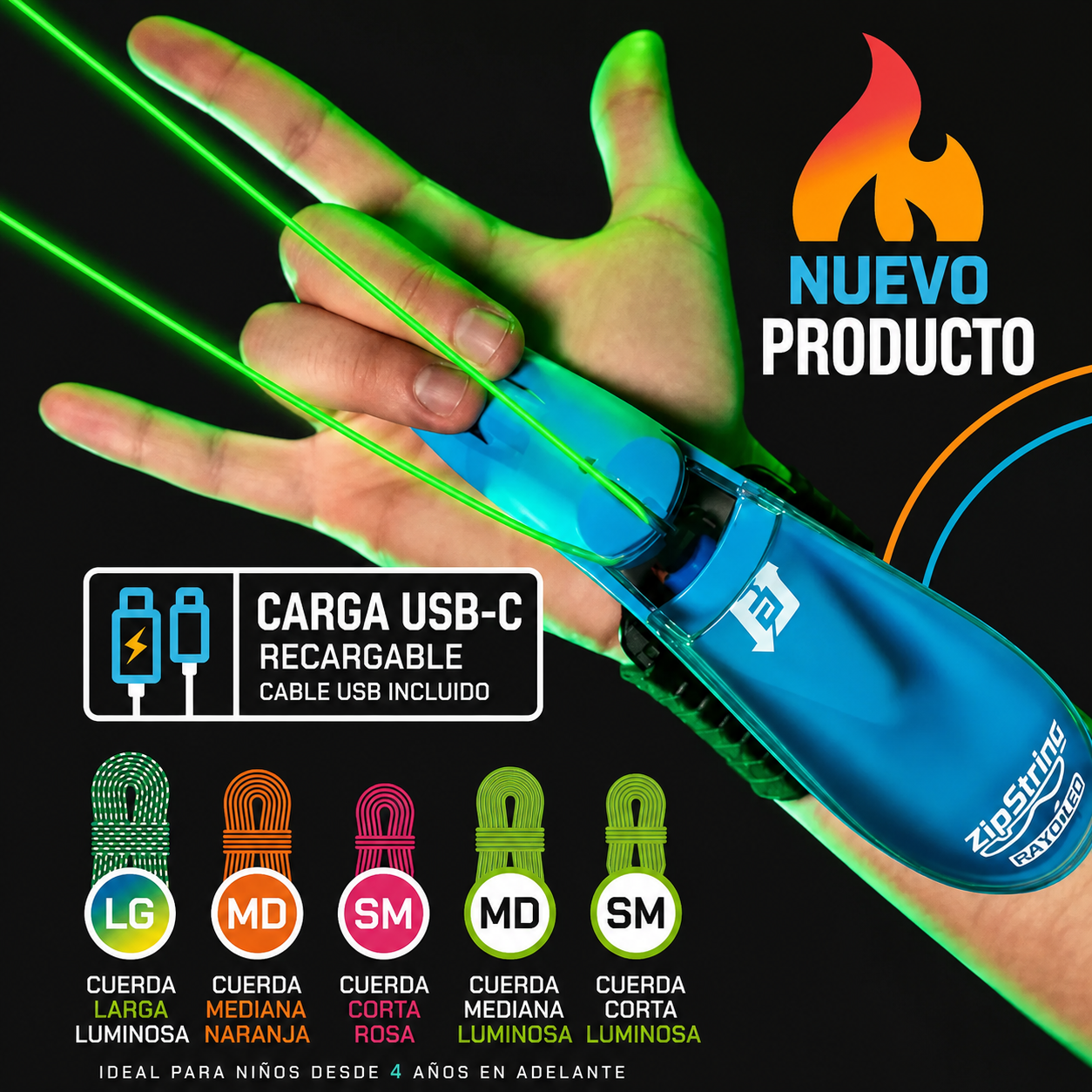 ¡ACTIVA SU MODO SUPERHÉROE Y LANZA TELARAÑAS DE LUZ!