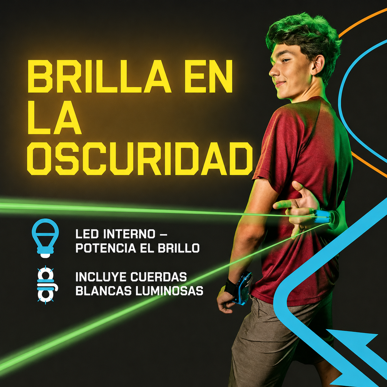 ¡ACTIVA SU MODO SUPERHÉROE Y LANZA TELARAÑAS DE LUZ!