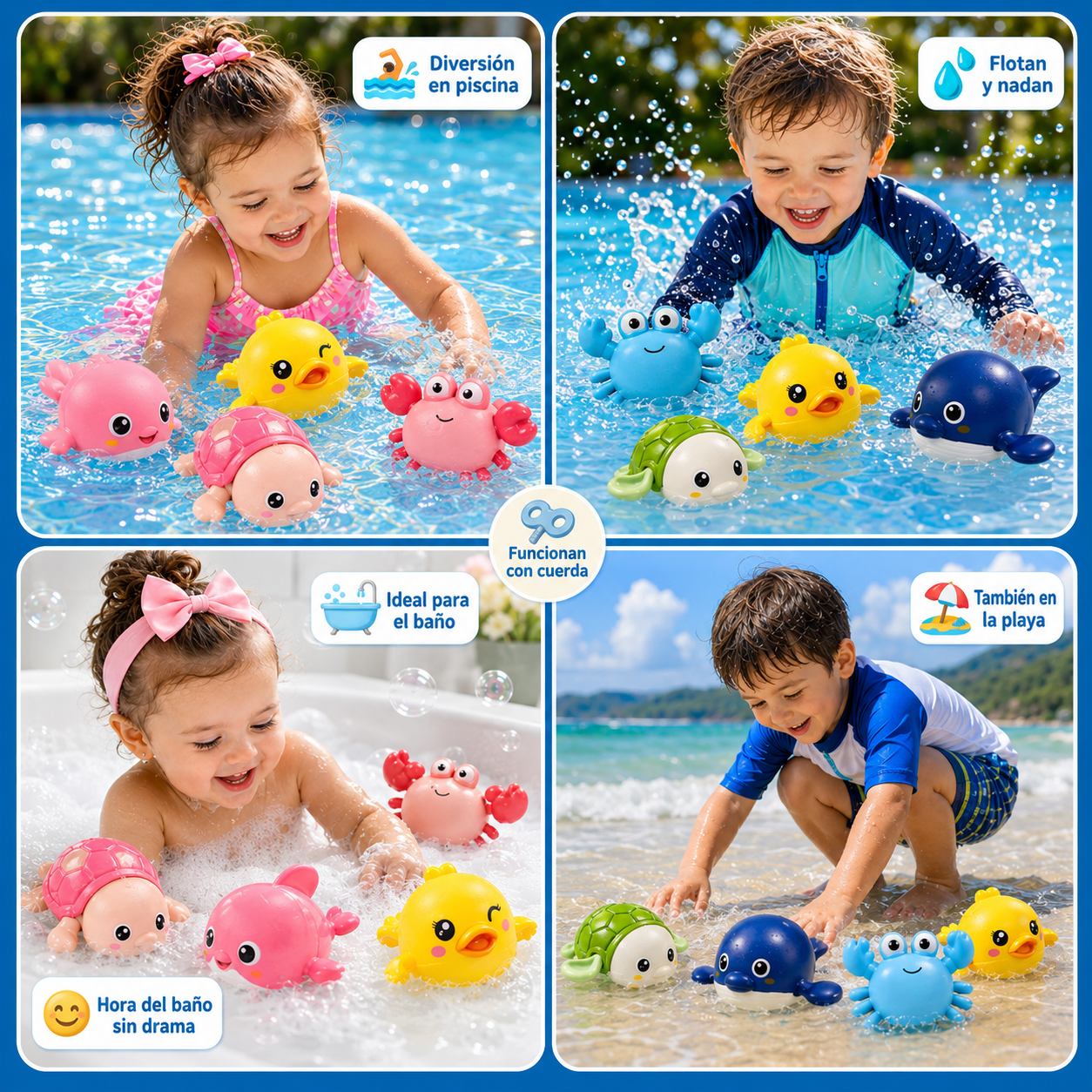 SET X 4 Amiguitos acuáticos para niños que aman jugar