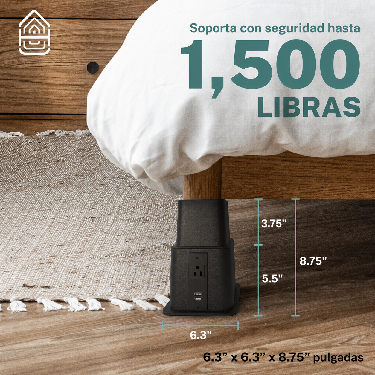 ELEVADORES DE CAMA CON TOMA CORRIENTE Y USB
