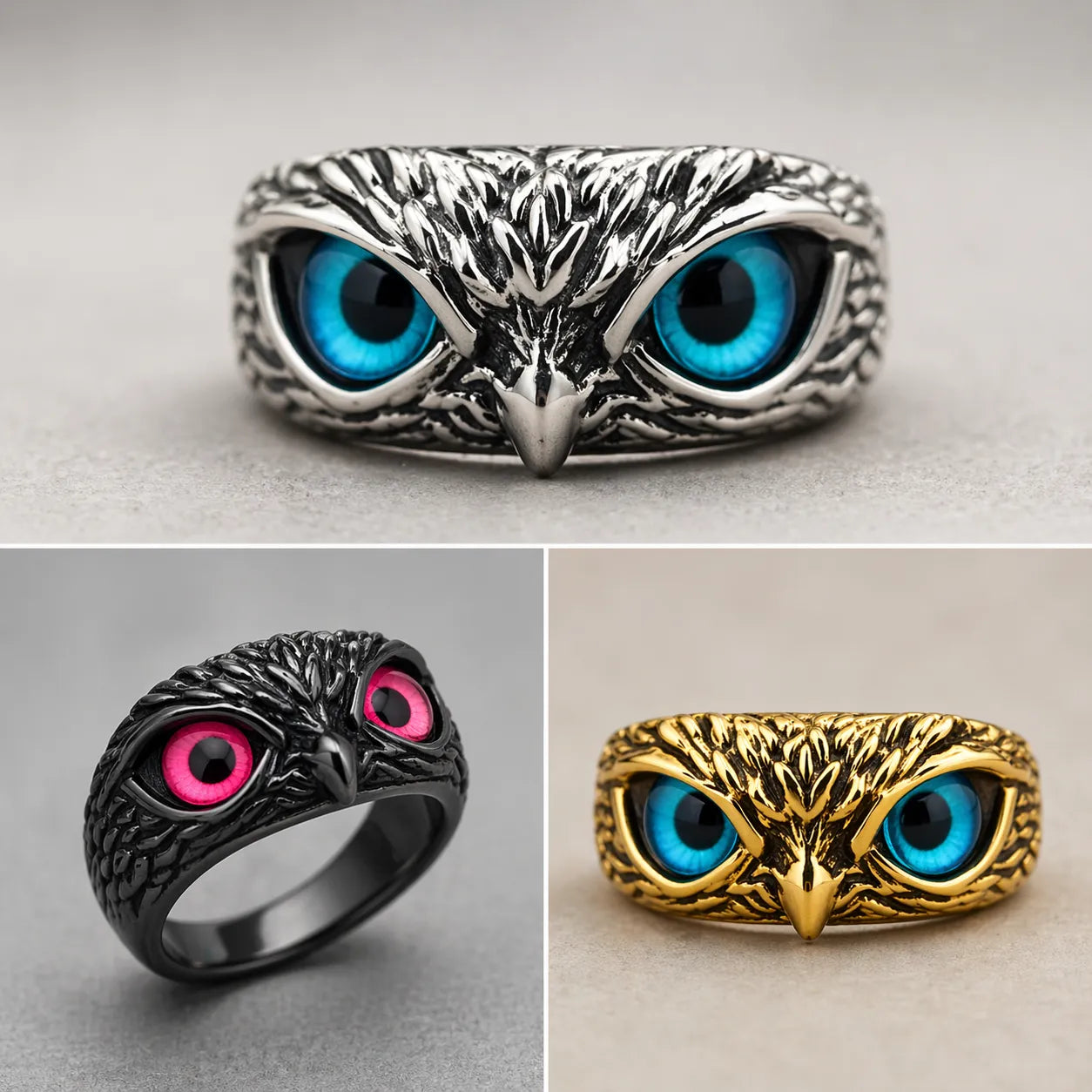 SET X3 ANILLOS LLEVA CONTIGO EL PODER DEL BÚHO