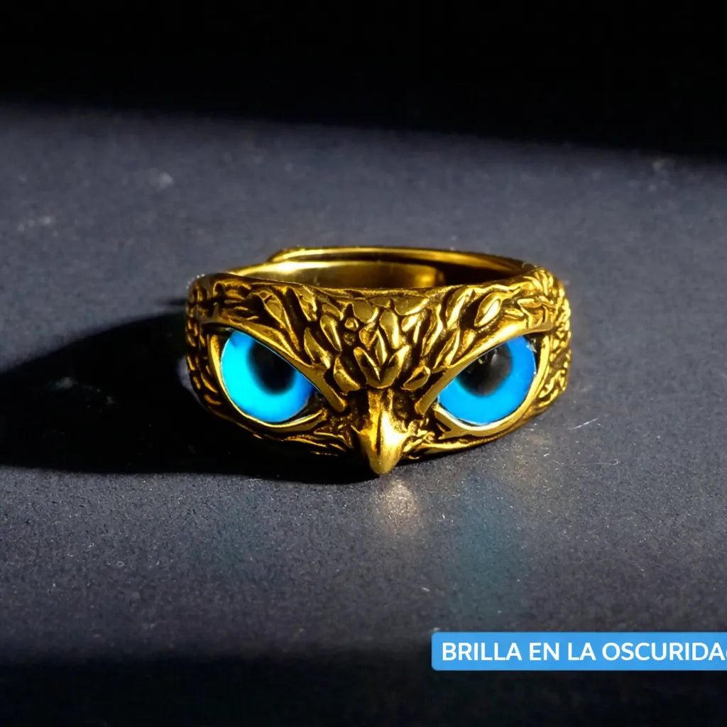 SET X3 ANILLOS AJUSTABLES DE BÚHO CON OJOS MÁGICOS