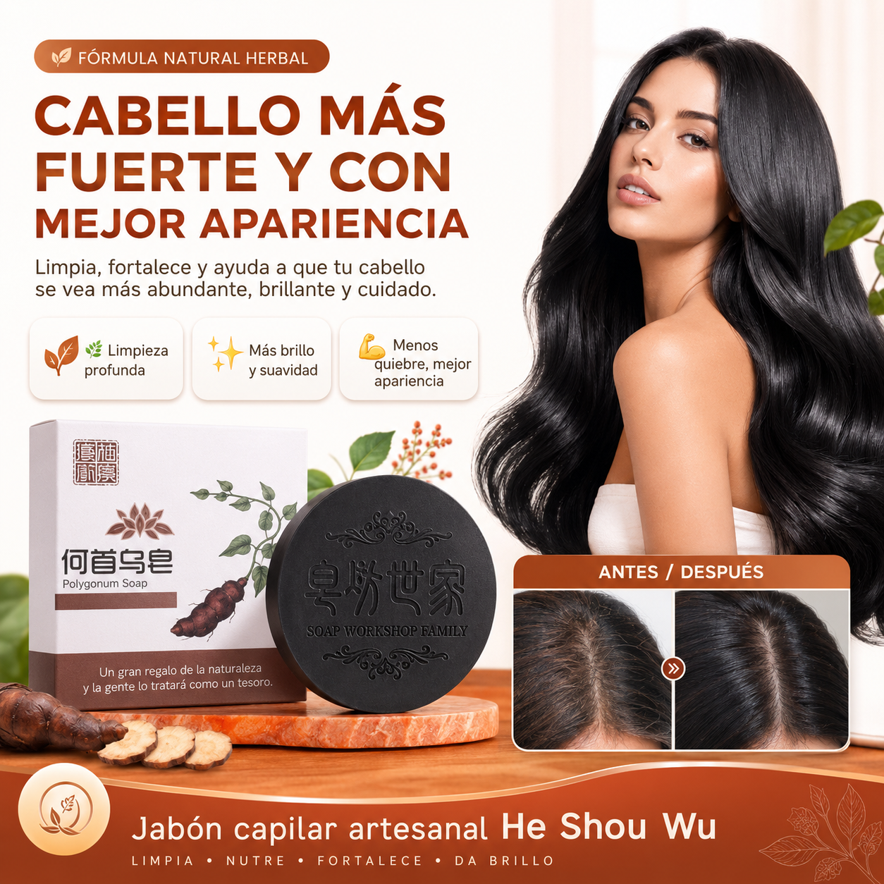SHAMPOO COMPACTO: Menos quiebre, más fuerza y volumen