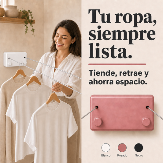 Tendedero Retractil Doble - Listo para Usar sin Perforar